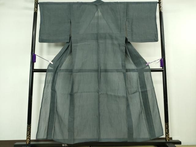 平和屋着物＊極上　夏物　本場小千谷ちぢみ　麻　色無地　鉄御納戸色　逸品　DZAB7674kh6
