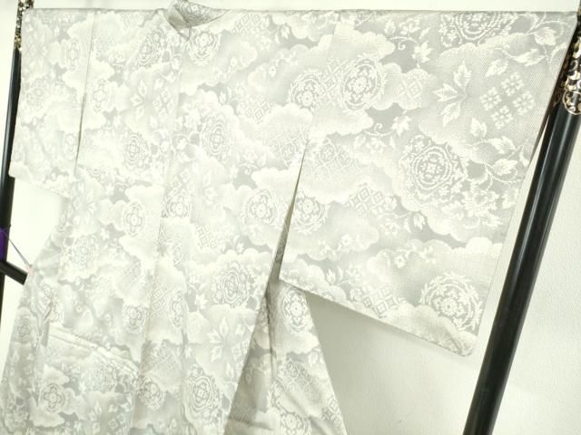 平和屋着物●極上 本場大島紬 白大島 9マルキ 雲取り花文 逸品 DZAB7694kh6 平和屋着物●極上 本場大島紬 白大島 9マルキ 雲取り花文 逸品 DZAB7694kh6