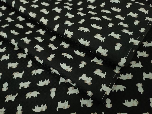 平和屋着物●極上 小紋 犬 黒地 逸品 未使用 DZAB7735kh6