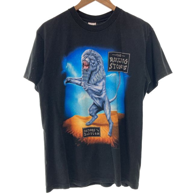 【中古】　anvil　THE ROLLING STONES　バンT　90s vintage　90年代　OLD　Tシャツ　半袖　トップス　クルーネック　ブリッジズ・トゥ・バビロン　ツアーT　USA製　古着　/7333