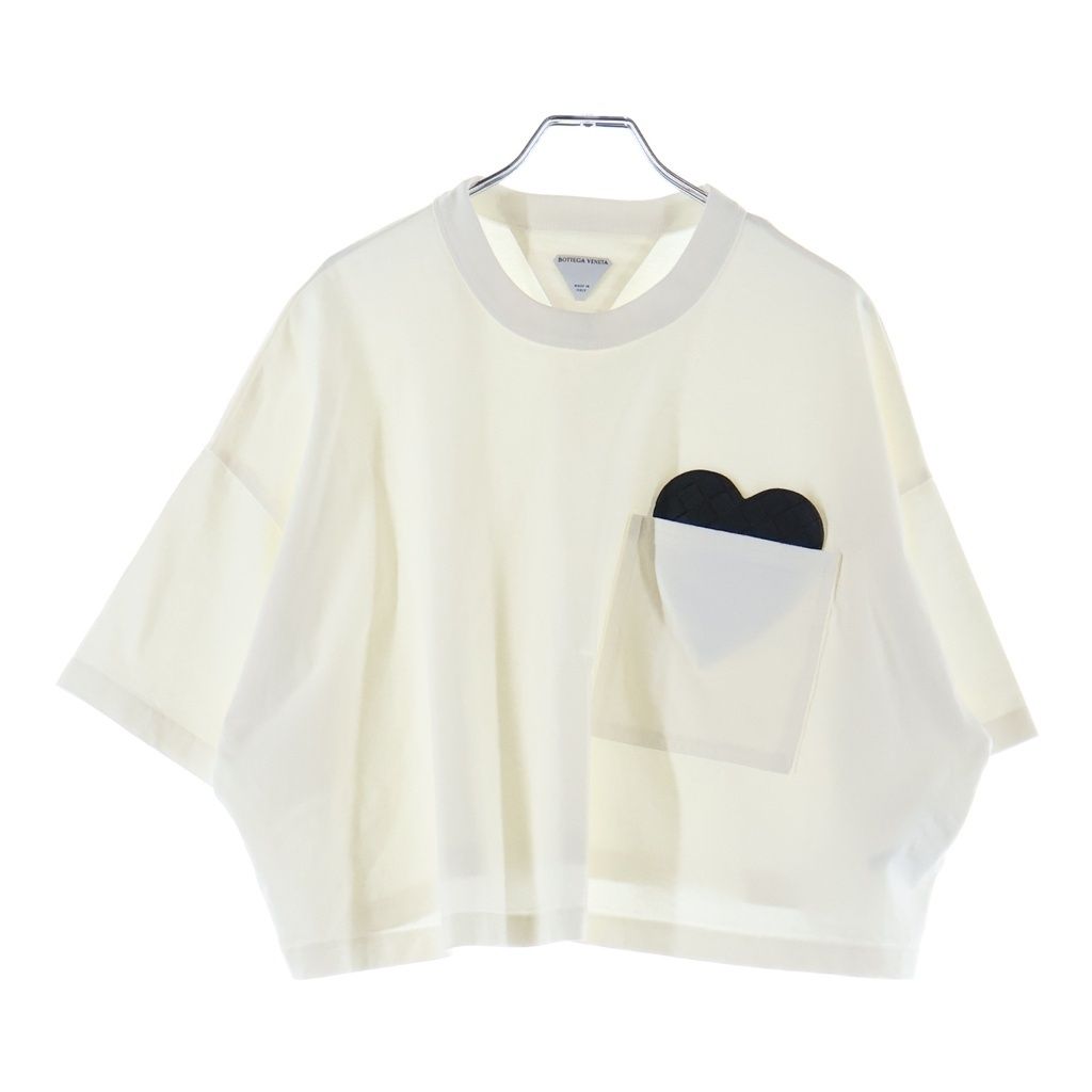 BOTTEGA VENETA (ボッテガヴェネタ) Soft Cotton Jersey Short Sleeve T-Shirt With Detachable Heart クロップド ハート 半袖Tシャツカットソー ホワイト 817573 V4XI0 23,793円
