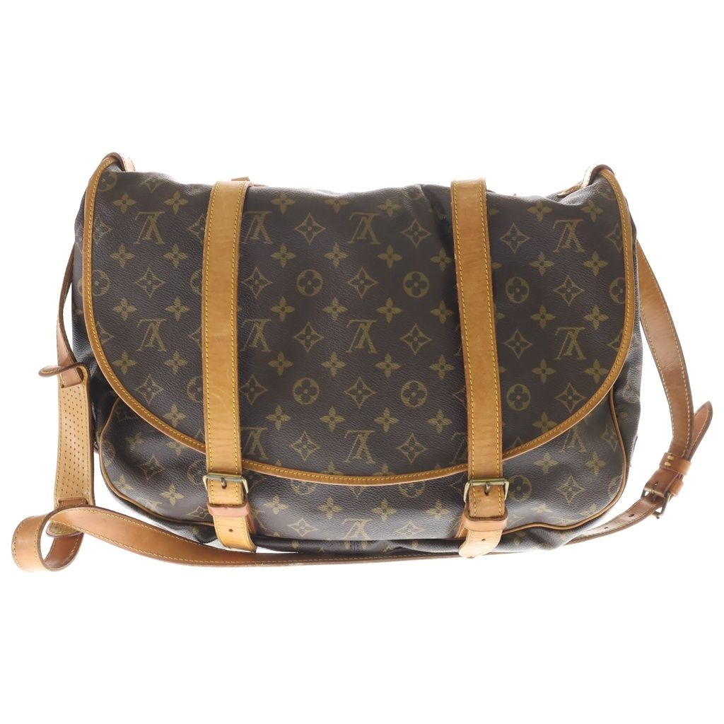 LOUIS VUITTON (ルイヴィトン) モノグラム ソミュール43 PVC レザー ショルダーバッグ ブラウン M42252