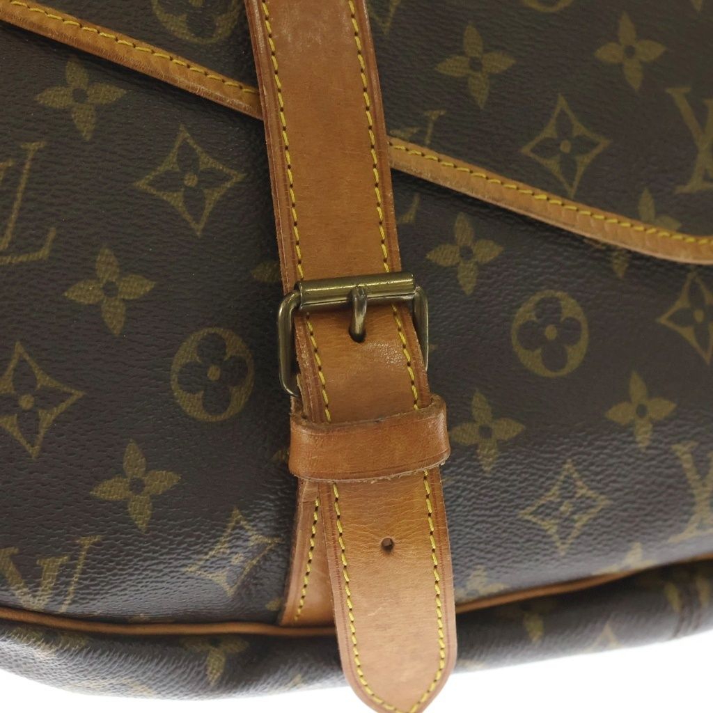 LOUIS VUITTON (ルイヴィトン) モノグラム ソミュール43 PVC レザー ショルダーバッグ ブラウン M42252