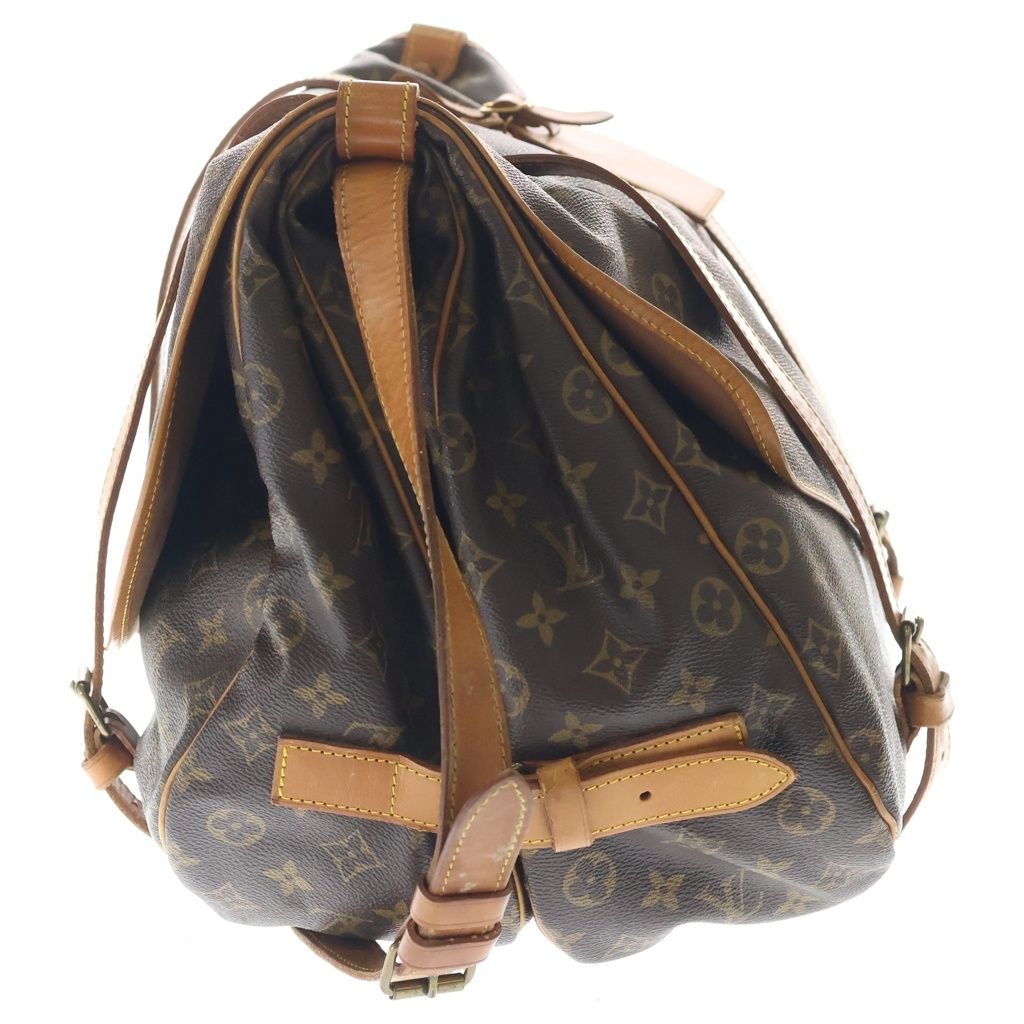 LOUIS VUITTON (ルイヴィトン) モノグラム ソミュール43 PVC レザー ショルダーバッグ ブラウン M42252