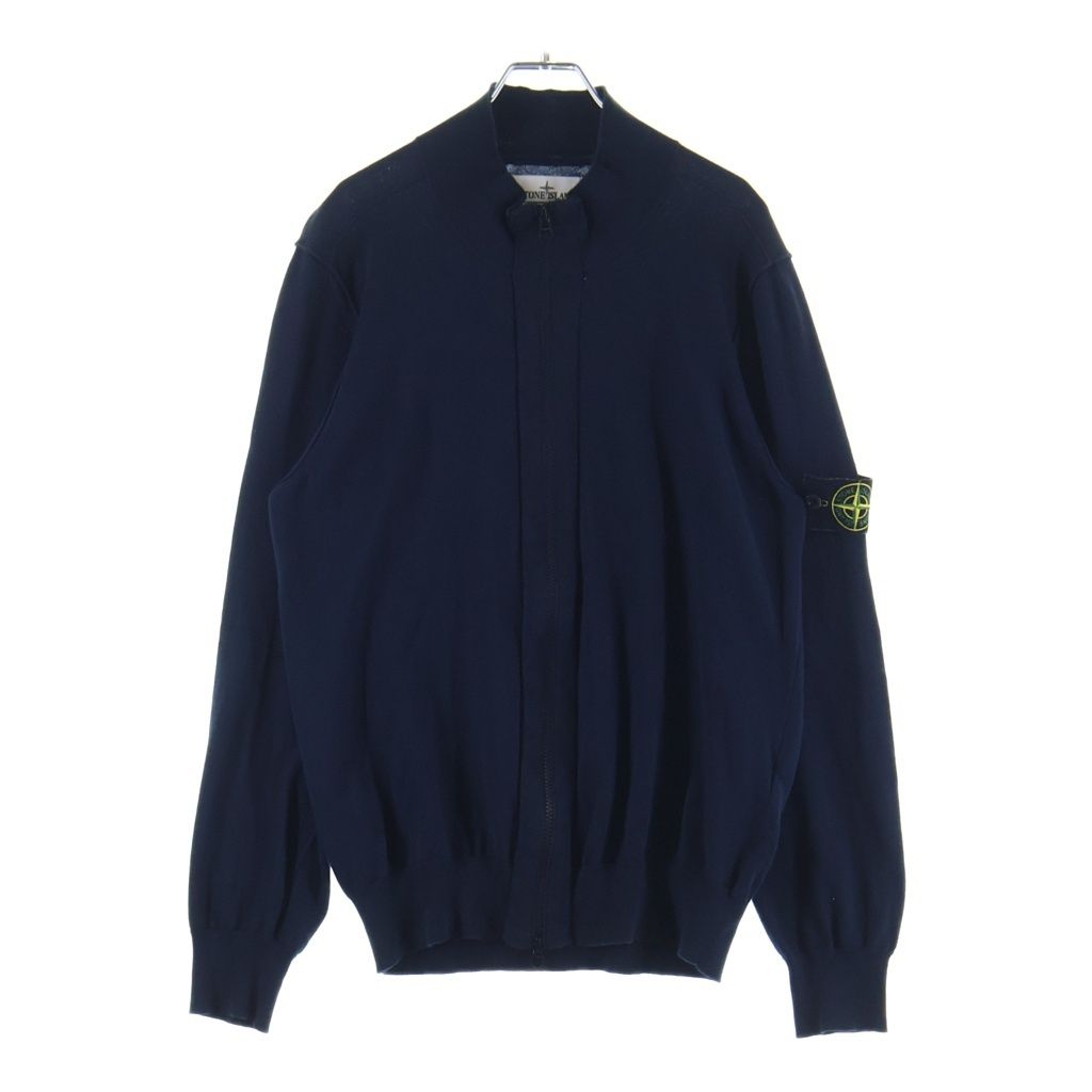 STONE ISLAND (ストーンアイランド) アームロゴデザイン ジップアップ ニット セーター ネイビー 8015542B2