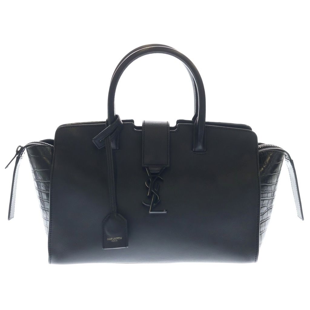 SAINT LAURENT PARIS (サンローランパリ) ベビー ダウンタウン カバス 2WAYハンドバッグ ショルダーバッグ ブラック レザー×型押しクロコ 436834 ブラック金具 72,600円