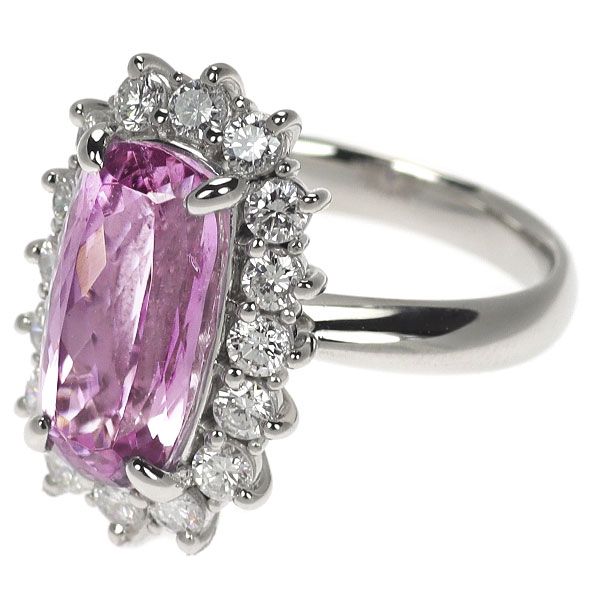 希少 Pt900 ピンクインペリアルトパーズ ダイヤモンド リング 5.61ct