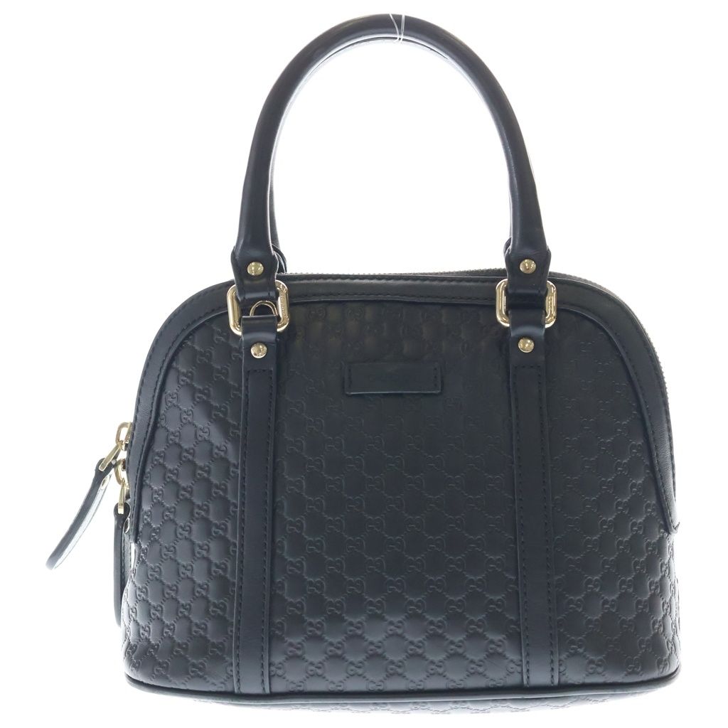 GUCCI (グッチ) マイクログッチシマ ハンド ショルダーバッグ 2WAY レザー ブラック 449654