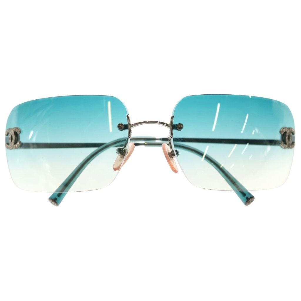 CHANEL (シャネル) 4017-D ココマーク ラインストーン リムレス サングラス 眼鏡 アイウェア シルバー/ブルー 20,513円