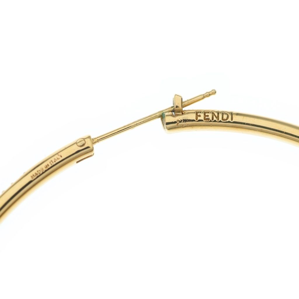 FENDI (フェンディ) ロゴ フープ ピアス ゴールド GP ラインストーン