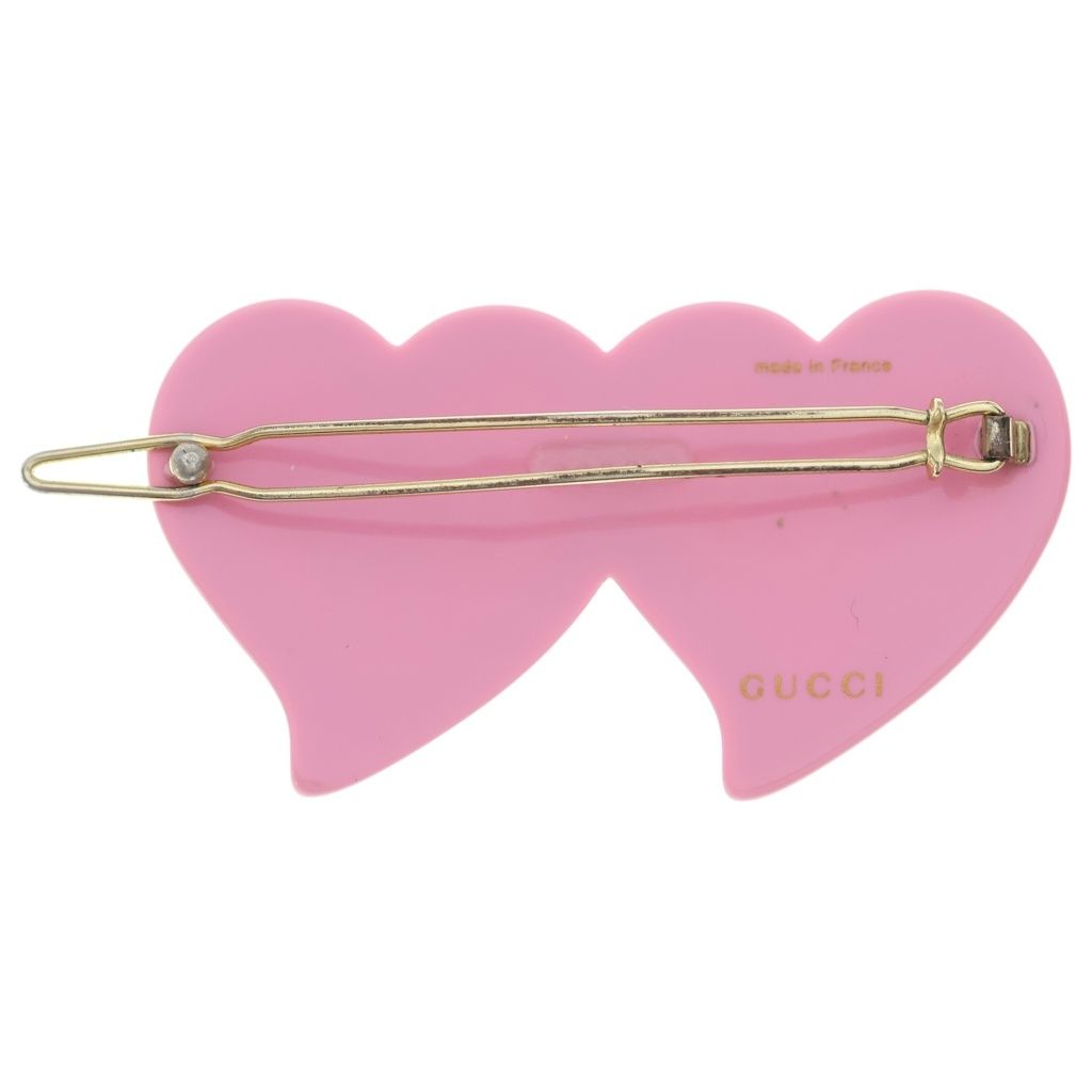 GUCCI (グッチ) インターロッキングG ハート ヘアピンク ピンク レジン