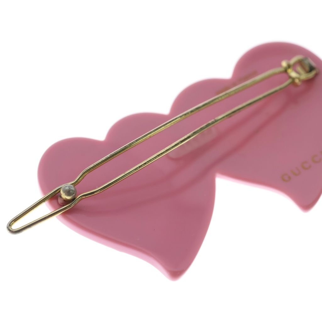 GUCCI (グッチ) インターロッキングG ハート ヘアピンク ピンク レジン