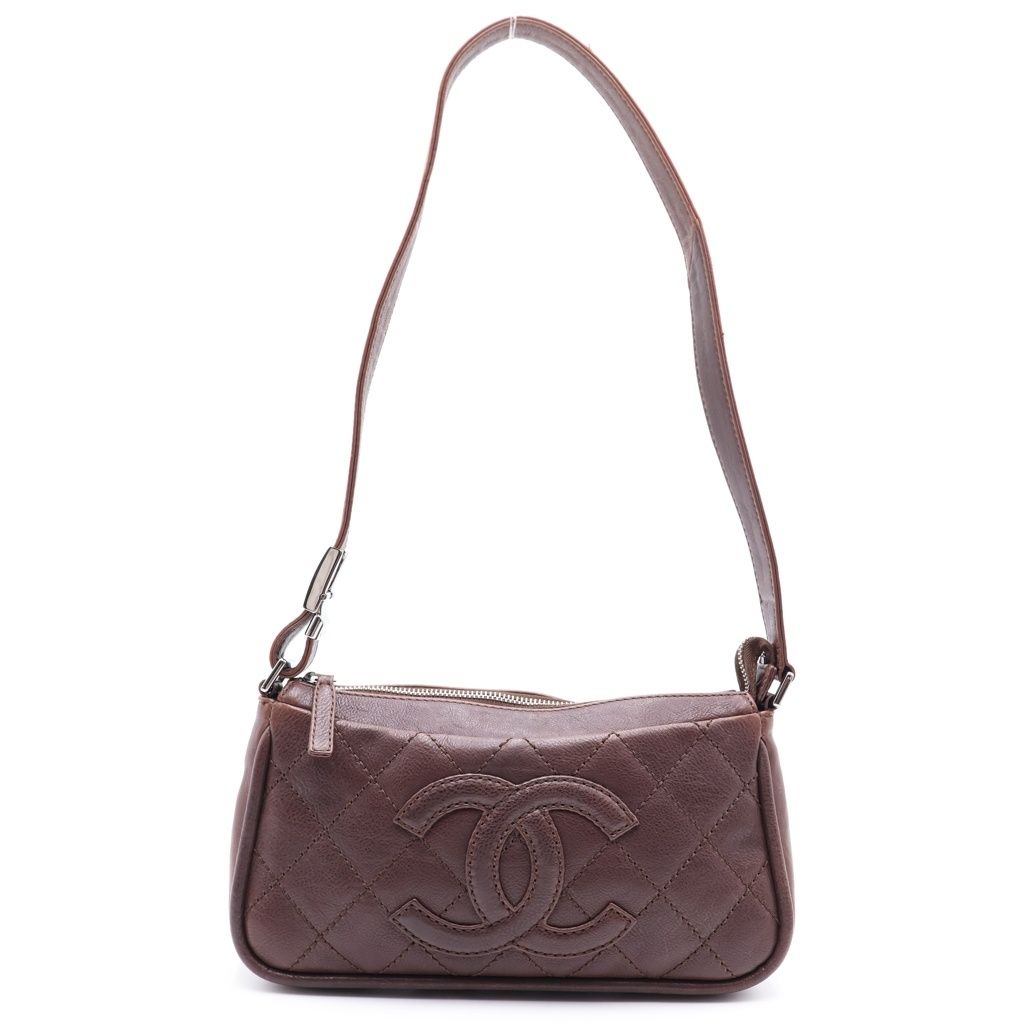 CHANEL (シャネル) タイムレスCC ココマーク ショルダーバッグ ミニバッグ ブラウン レザー シルバー金具