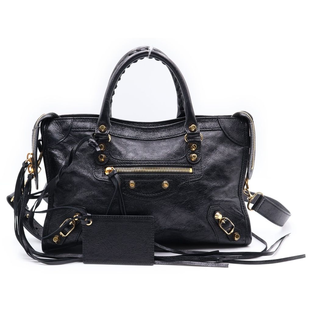 BALENCIAGA (バレンシアガ) クラシックシティ 2WAYハンドバッグ ショルダーバッグ ブラック レザー 431621 ゴールド金具