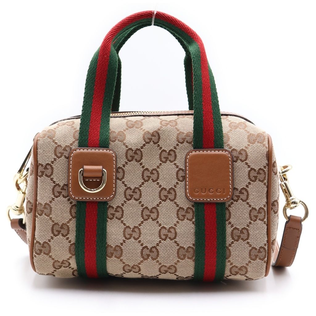 GUCCI (グッチ) GGキャンバス オフィディア 2wayハンドバッグ ショルダーバッグ ブラウン レザー×キャンバス 859975 ゴールド金具