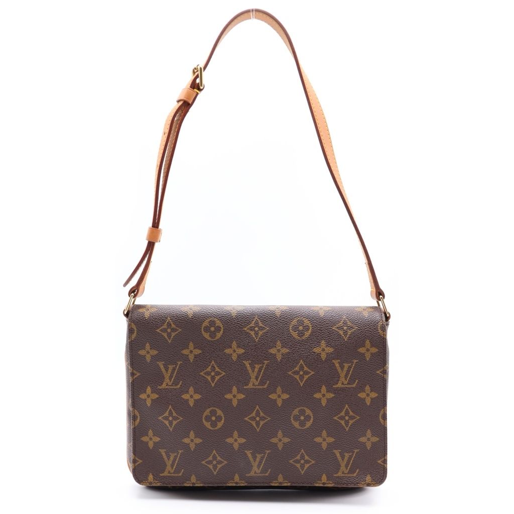 LOUIS VUITTON (ルイヴィトン) モノグラム ミュゼットタンゴ ショルダーバッグ ブラウン レザー×PVC M51257 ゴールド金具 46,200円