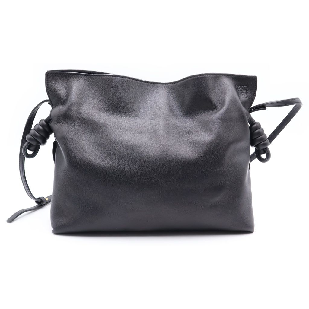 LOEWE (ロエベ) フラメンコ ミディアム ショルダーバック 巾着バッグ ブラック カーフスキン
