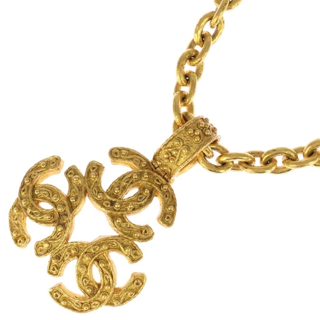 CHANEL (シャネル) トリプルココ ネックレス ペンダント チェーン ゴールド