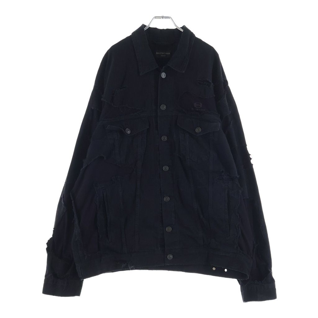 BALENCIAGA (バレンシアガ) Unity Sports Icon Patchwork Denim Jacket オーバーサイズ パッチワークデザイン デニムジャケット 793886 TQW54 ブラック
