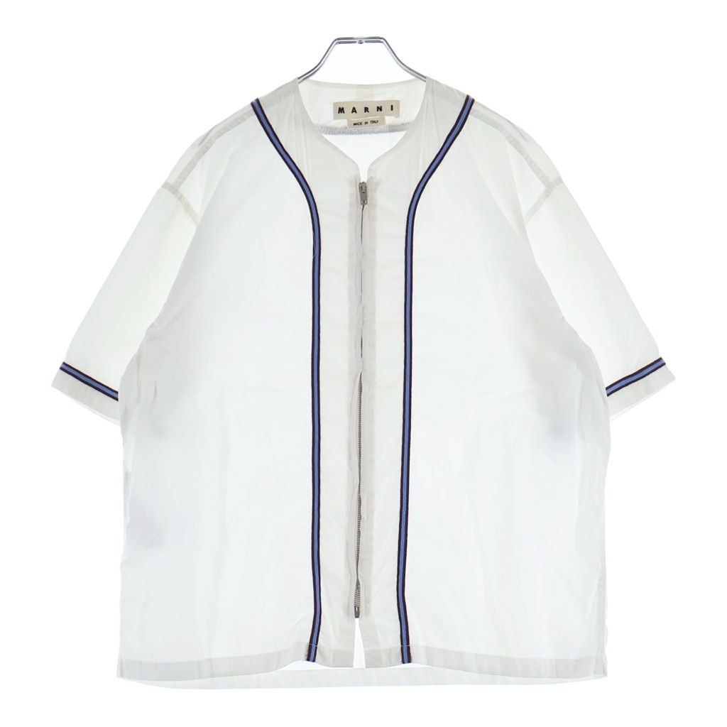 MARNI (マルニ) 19SS コットン ジップアップ ベースボール 半袖シャツ ホワイト CUMU0045X0