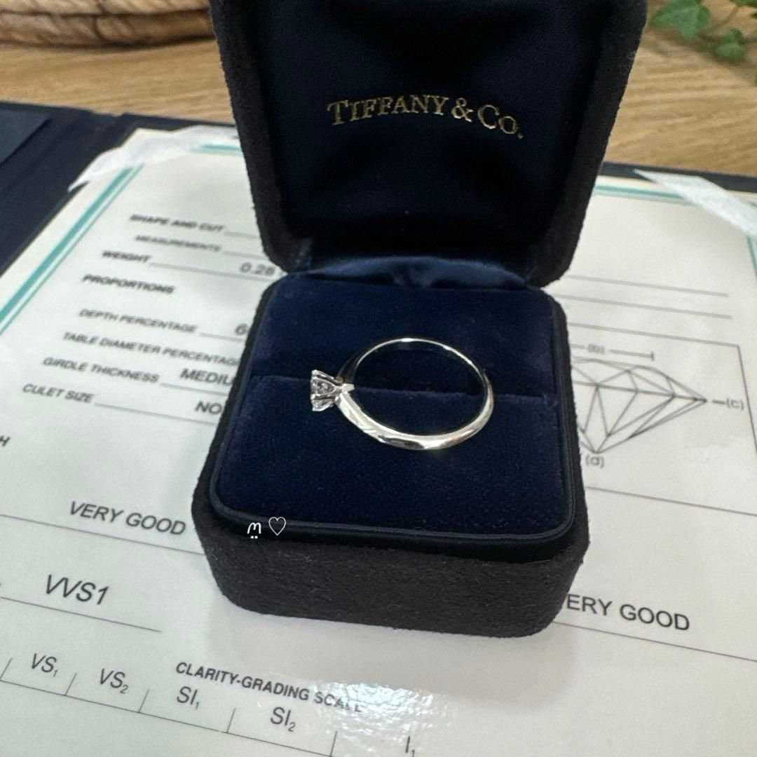 ティファニーセッティングリング7号ダイヤモンド0.28ct Eカラー 
