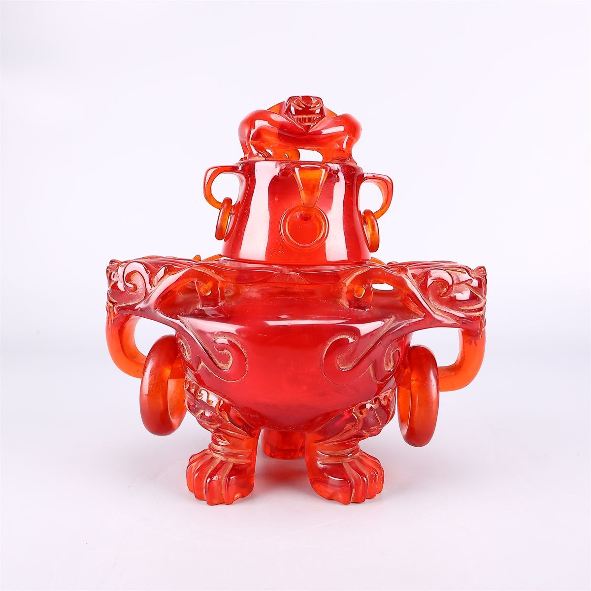 唐物 【琥珀風】 双耳 大香炉 台付高30㎝／箱付 美品！IB690 - メルカリ