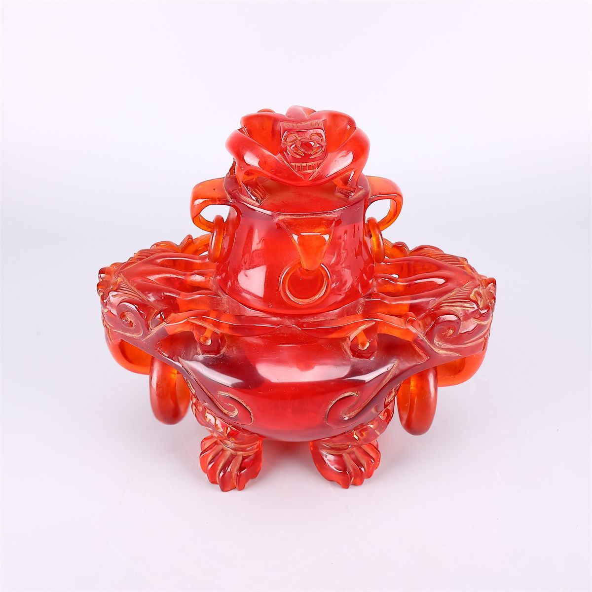 唐物 【琥珀風】 双耳 大香炉 台付高30㎝／箱付 美品！IB690 - メルカリ