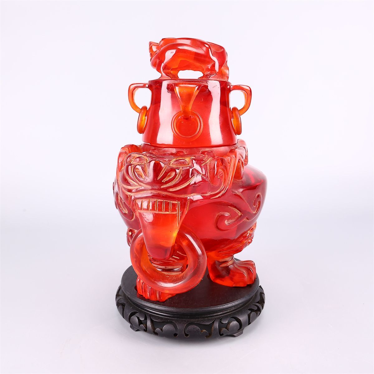 唐物 【琥珀風】 双耳 大香炉 台付高30㎝／箱付 美品！IB690 - メルカリ