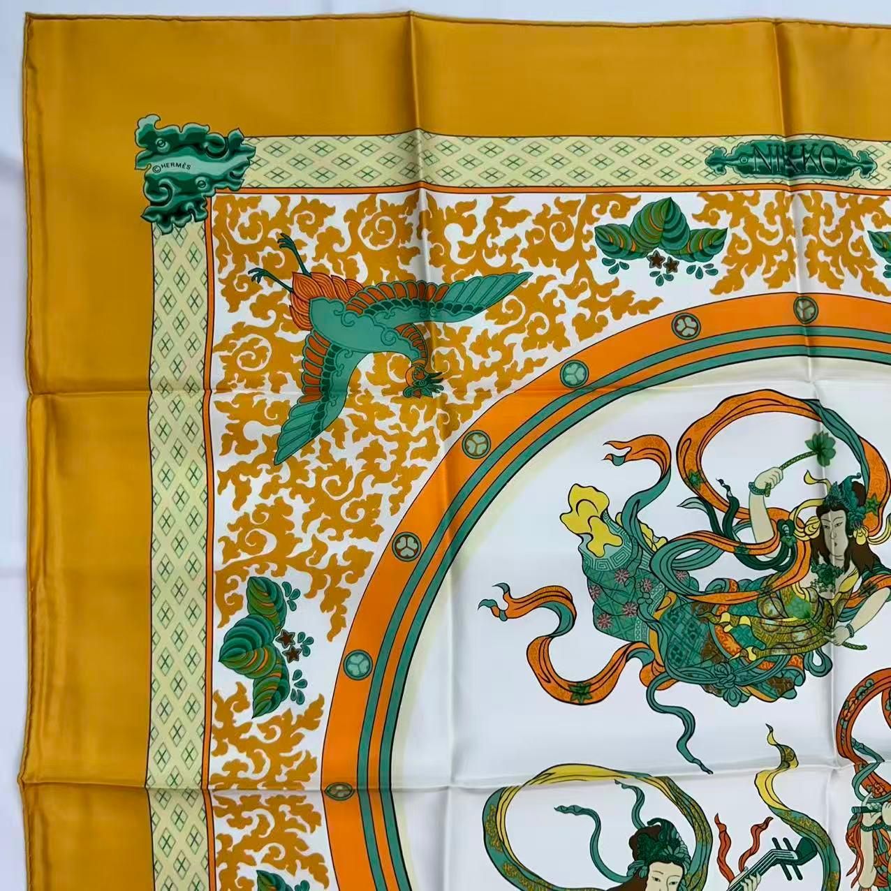 レア 新品同様 HERMES エルメス カレ90 NIKKO 日光東照宮 シルク