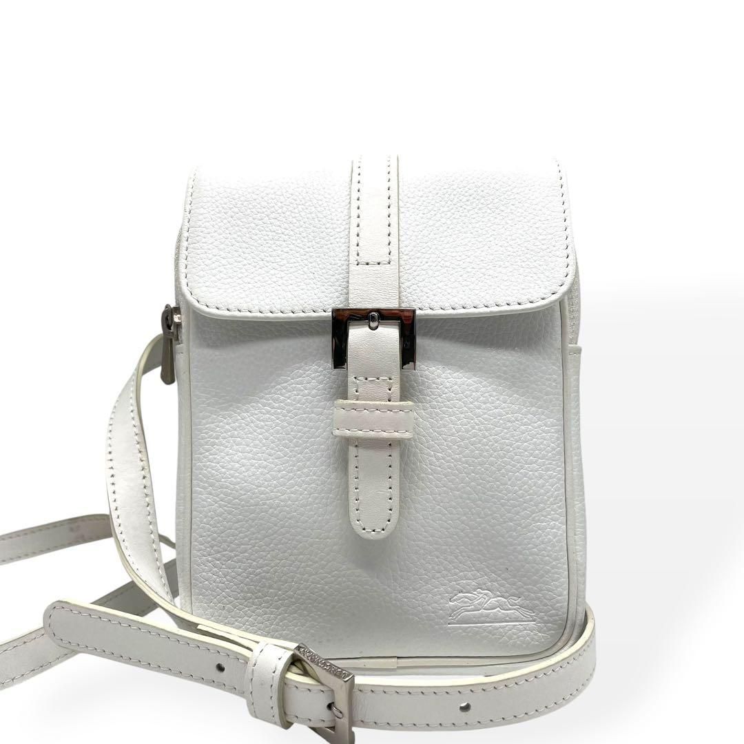 美品 LONGCHAMP ロンシャン ショルダーバッグ ホワイト レザー | Shop 