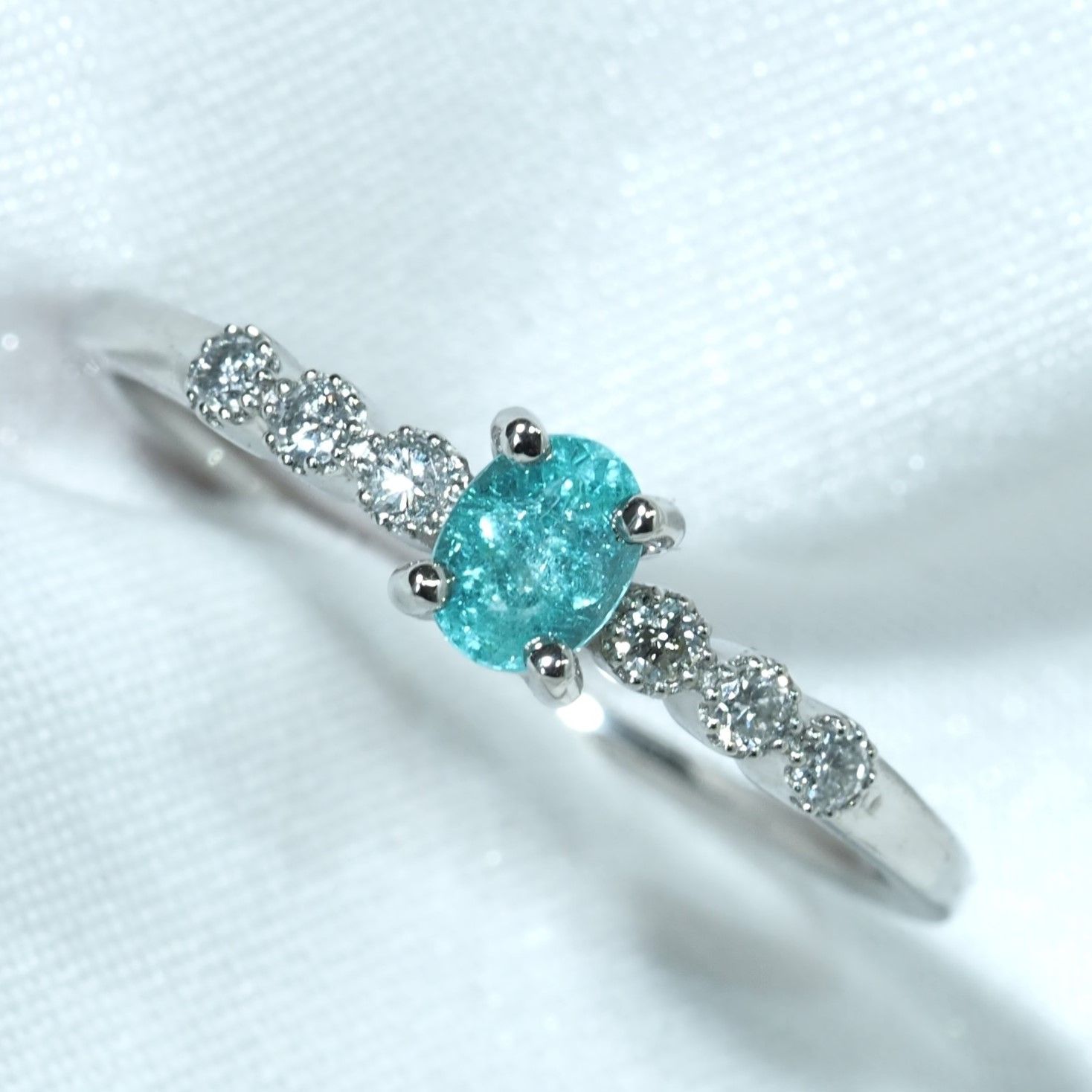 パライバトルマリン ブラジル産 リング 0.226ct D0.08ct pt900