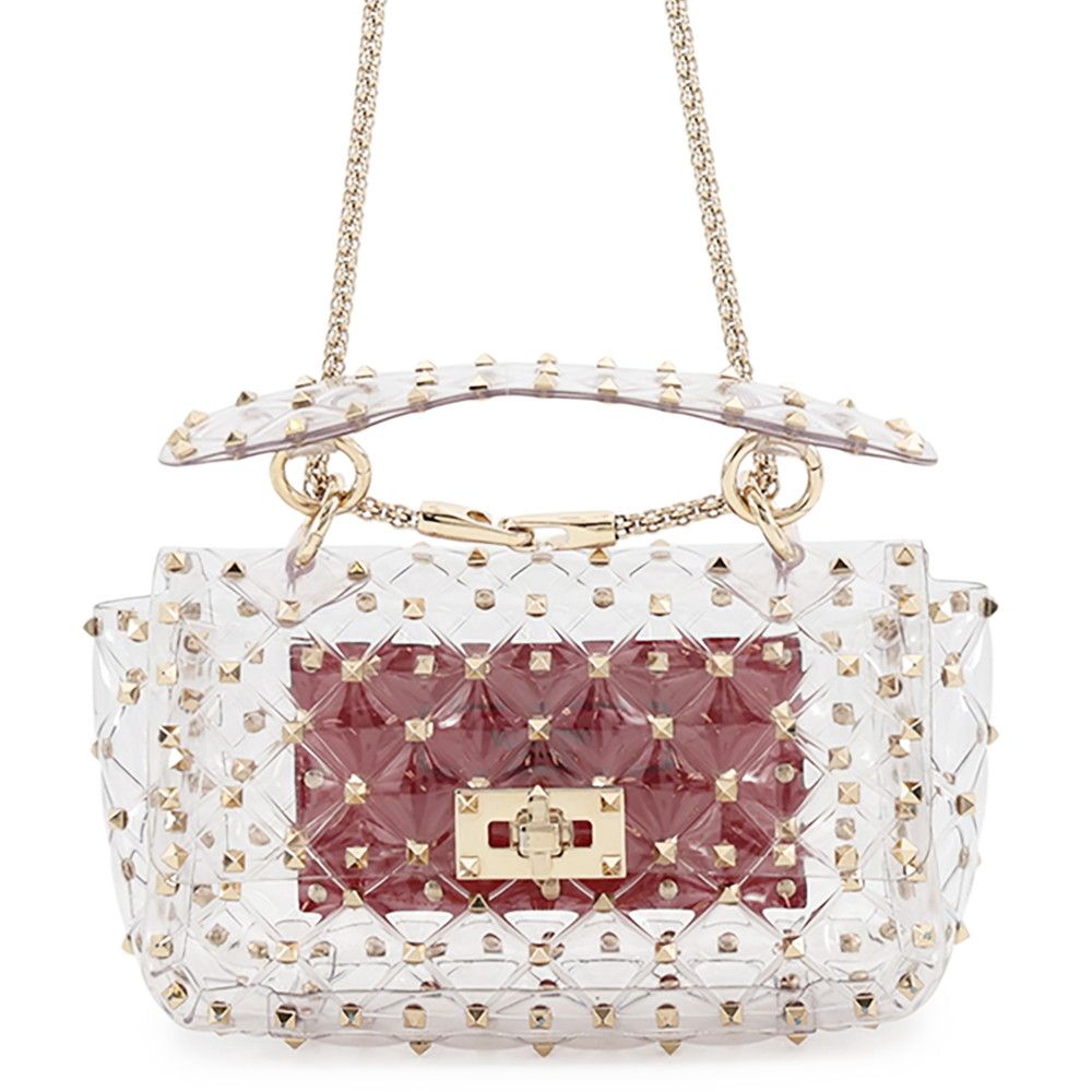 ヴァレンティノ・ガラヴァーニ チェーンショルダーバッグ クリア スタッズ ビニール VALENTINO ２way ハンドバッグ