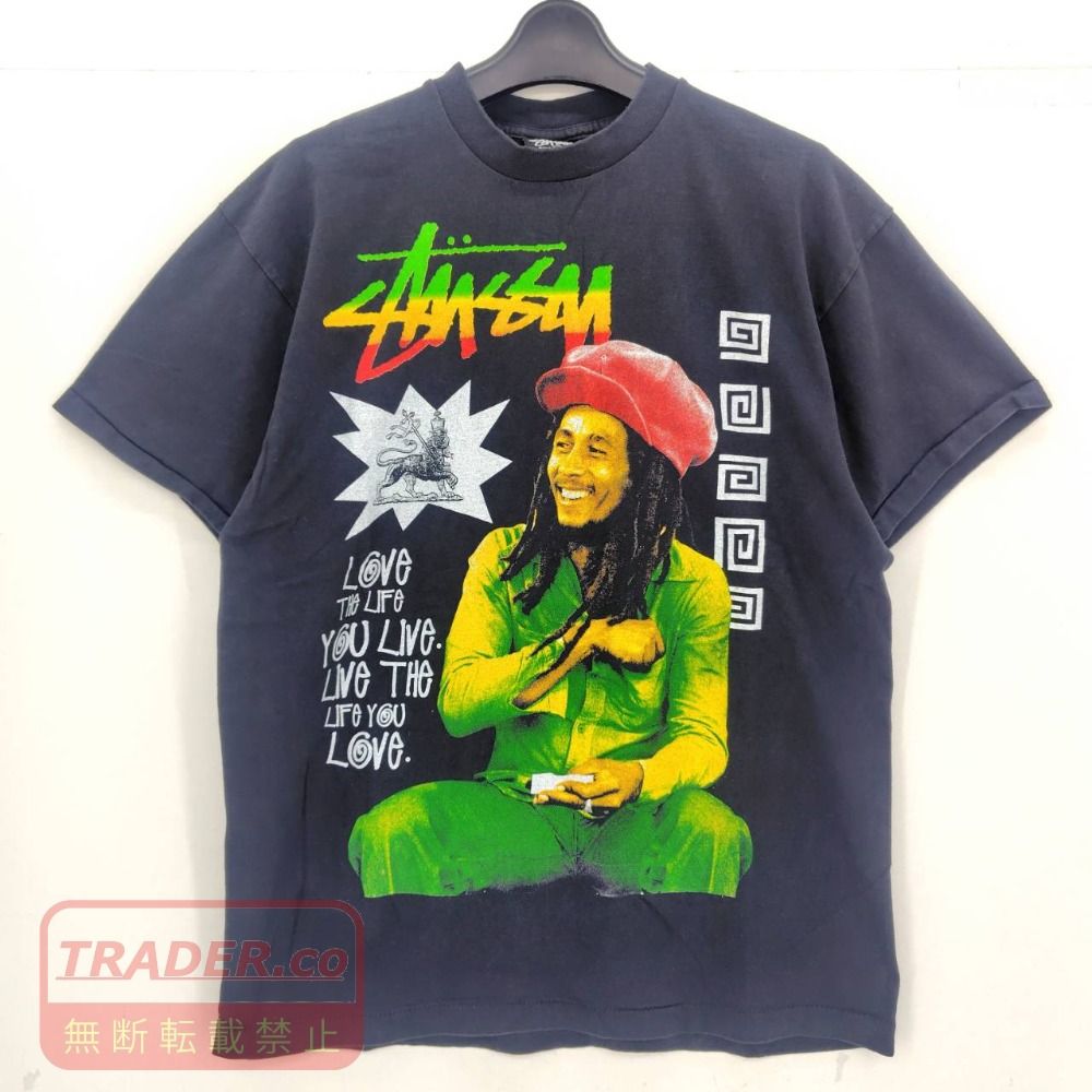 05w22680 ステューシー STUSSY ボブ・マーリー コラボTシャツ ブラック L USA製 メンズ 半袖Ｔシャツ コットン 【中古品】