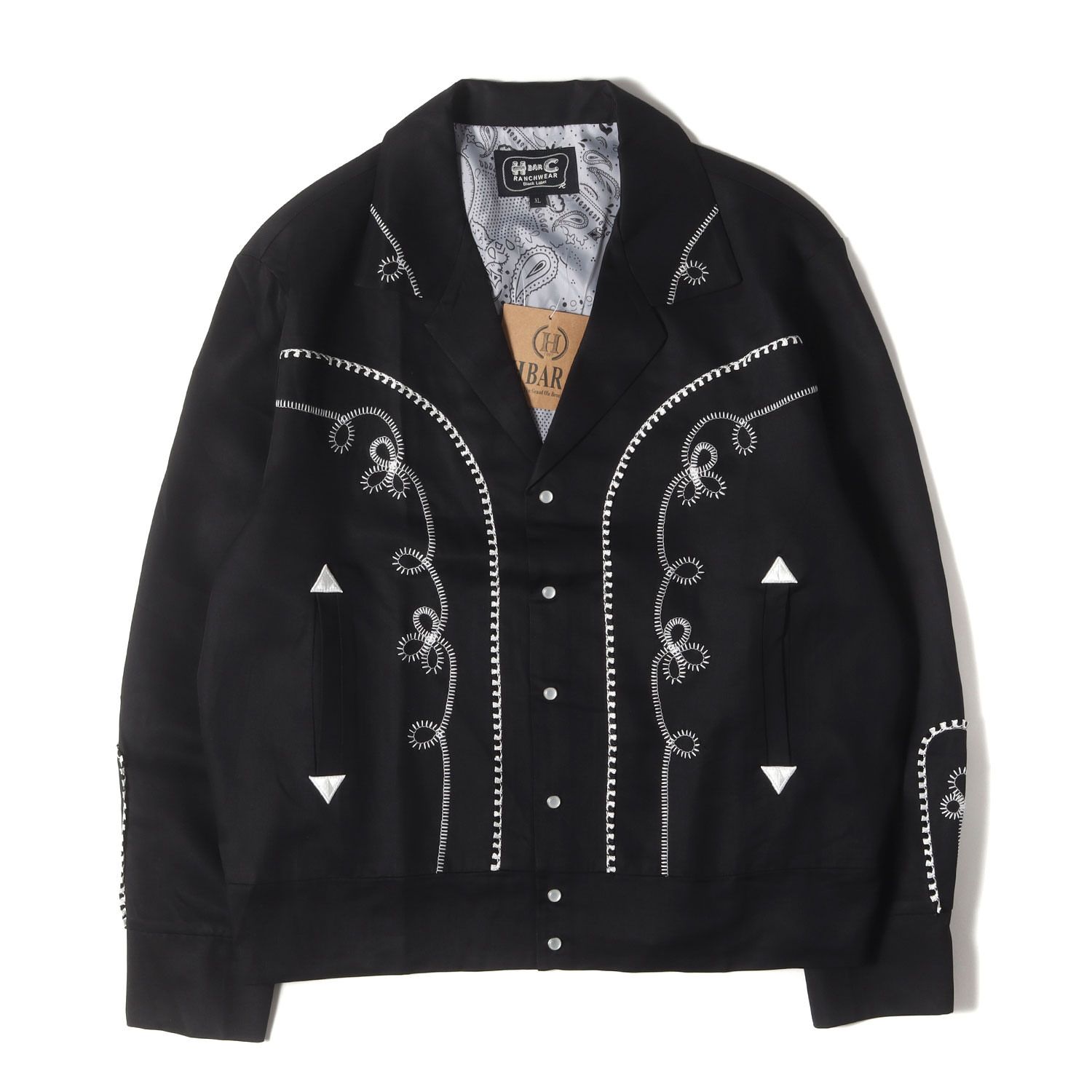 H BAR C エイチバーシー [著名人着用カラー] ボレロ ウエスタン ジャケット (The Bolero Western Jacket) ブラック×ホワイトXL