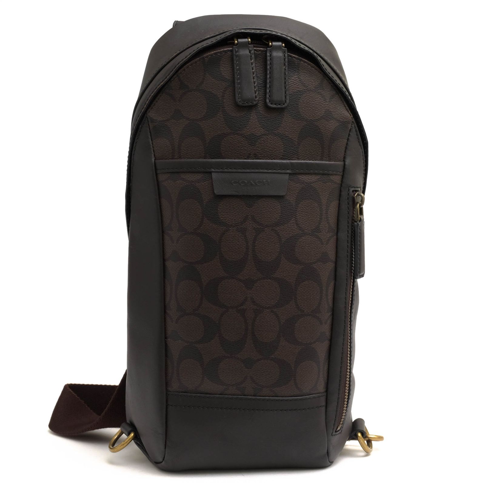 コーチ／COACH バッグ ショルダーバッグ 鞄 メンズ 男性 男性用PVC レザー 革 ダークブラウン 茶 ブラウン  70858 Bleecker Signature Convertible Sling Pack ブリーカー シグネチャー コンバーチブル スリング パック シグネチャー柄 ボディバッグ コーチ／COACH バッグ ショルダーバッグ 鞄 メンズ 男性 男性用PVC
