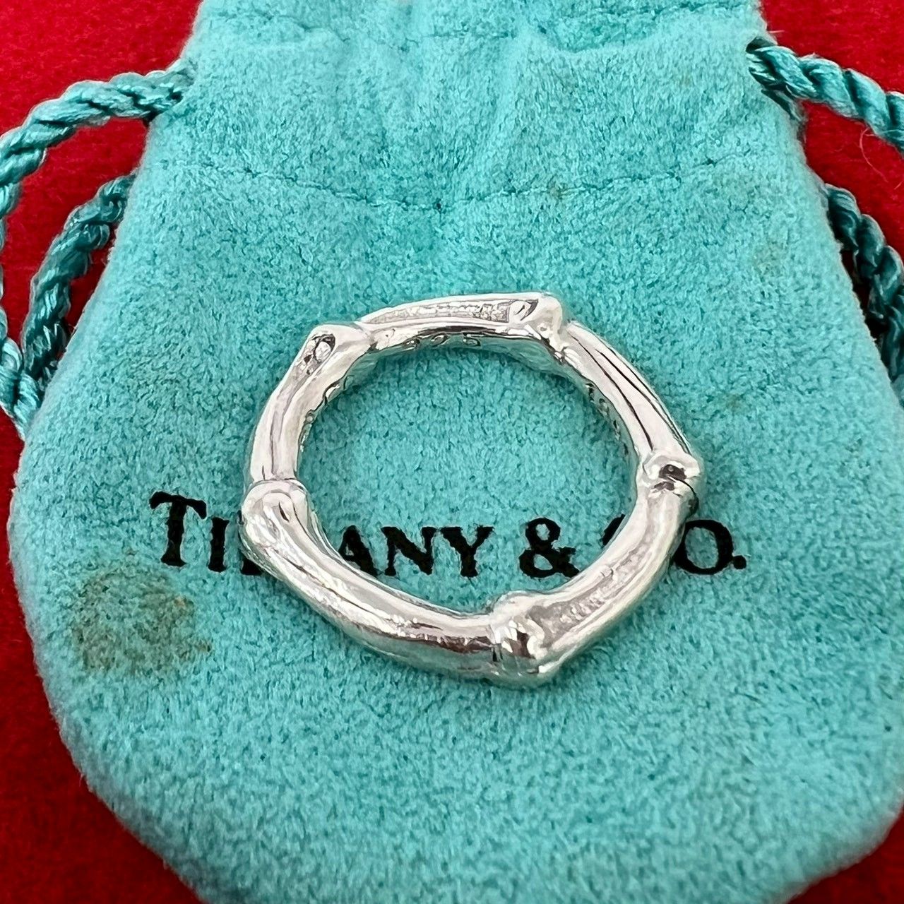 極 美品 袋付き TIFFANY&Co. ティファニー ヴィンテージ バンブー リング シルバー925 指輪 11号 アクセサリー メンズ シルバー 35749
