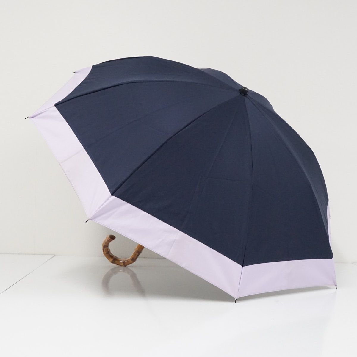 完全遮光折日傘 芦屋ロサブラン USED品 2段折 コンビ ネイビー