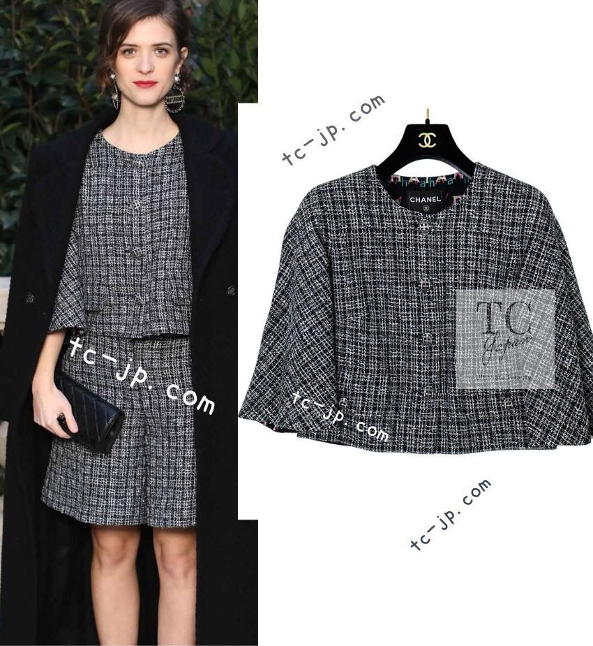 シャネル ジャケット CHANEL 65万 グレー シルバー メタリック 