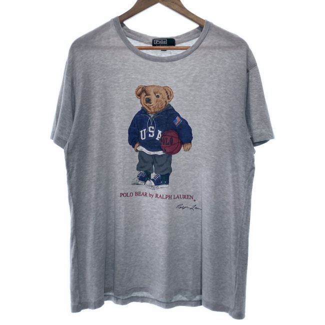 【中古】　POLO by RALPH LAUREN　Tシャツ　80s vintage　80年代　OLD　半袖　トップス　クルーネック　ポロベア　プリント　USA製　古着　/1953