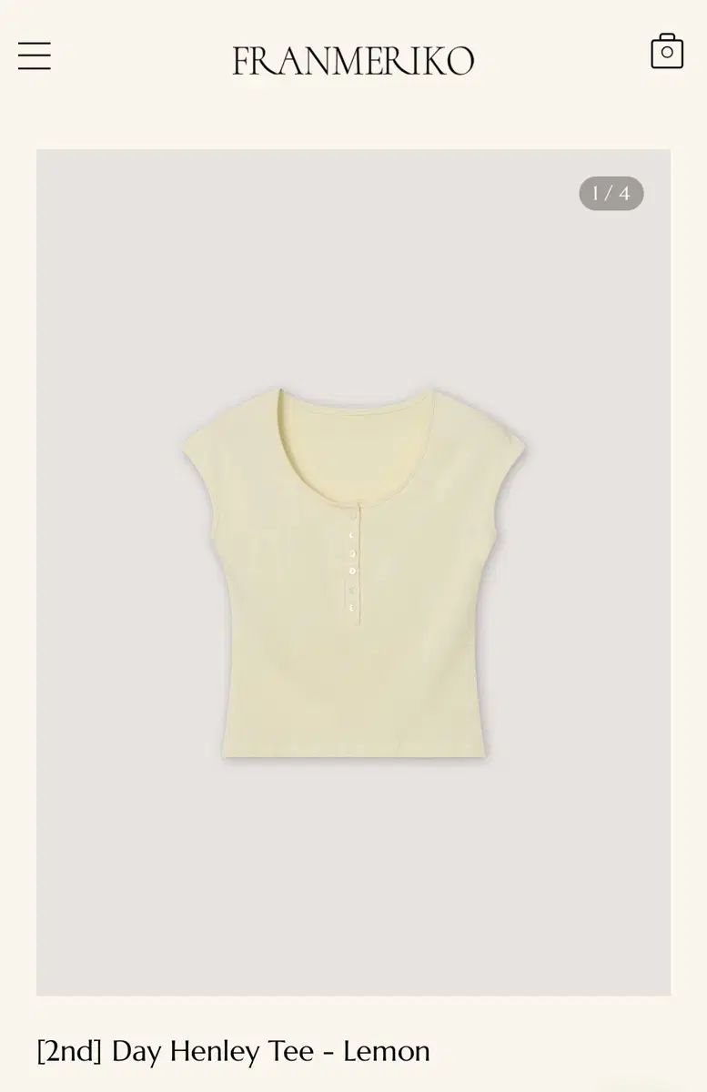 フランメリーコ Day Henley Tシャツ レモン 白