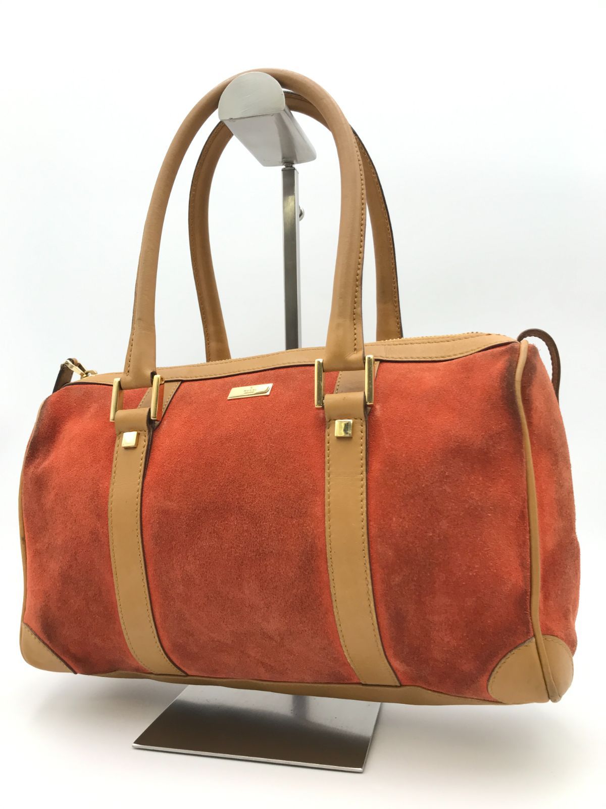 GUCCI　グッチ　ハンドバッグ　ミニボストン　内部Gロゴ総柄　スエード×レザー　2596