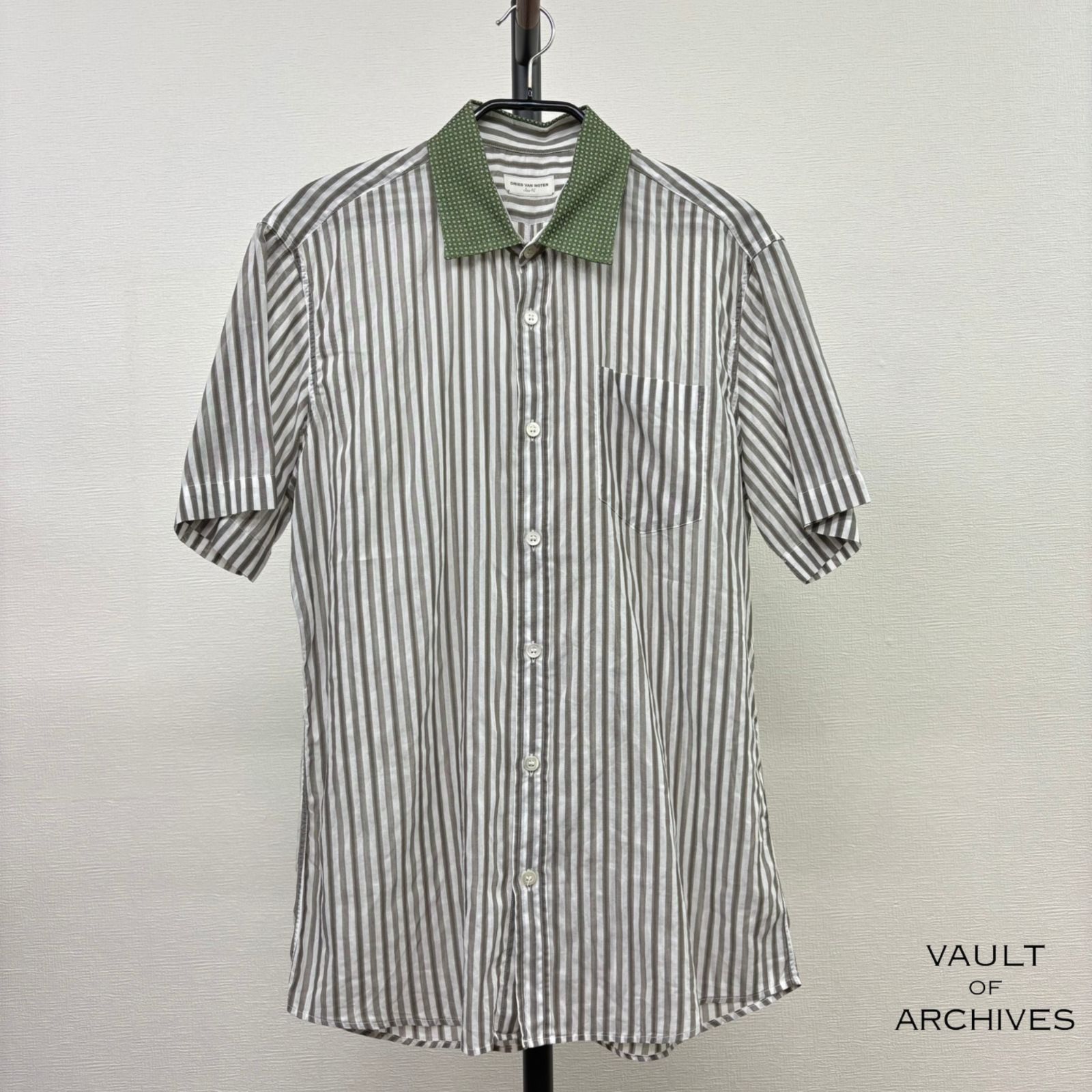 DRIES VAN NOTEN ドリスヴァンノッテン｜2010SS 襟切替ストライプ半袖シャツ 8,175円