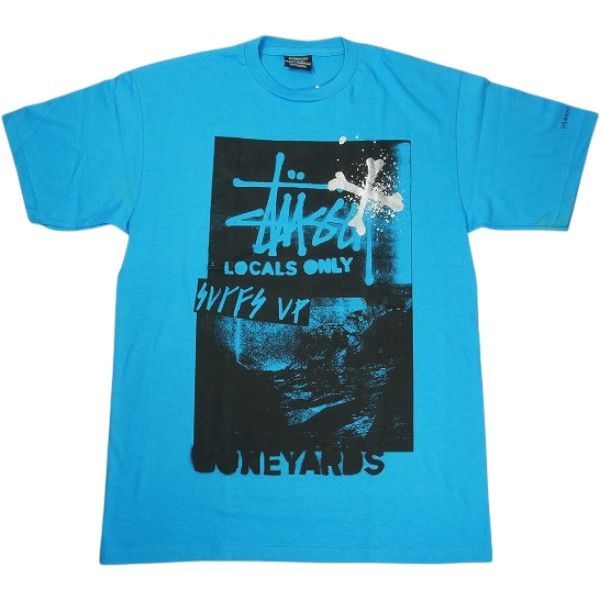 Size【L】 STUSSY ステューシー ×NEIGHBORHOOD BONEYARDS SS LOCALS ONLY TEE Tシャツ 水色 【中古品-良い】 30012798