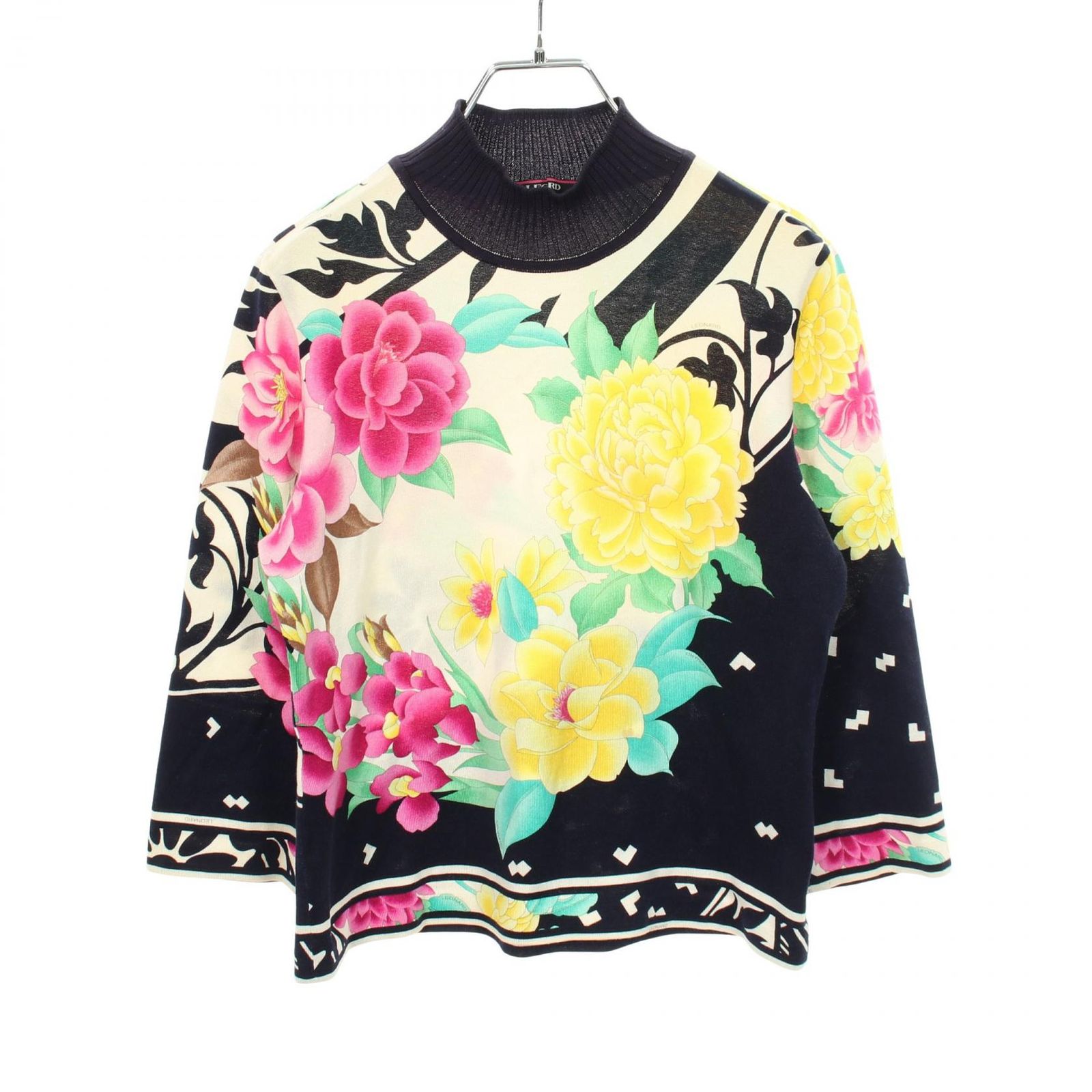 LEONARD FASHION レオナールファッション 花柄 ハイネック ニット