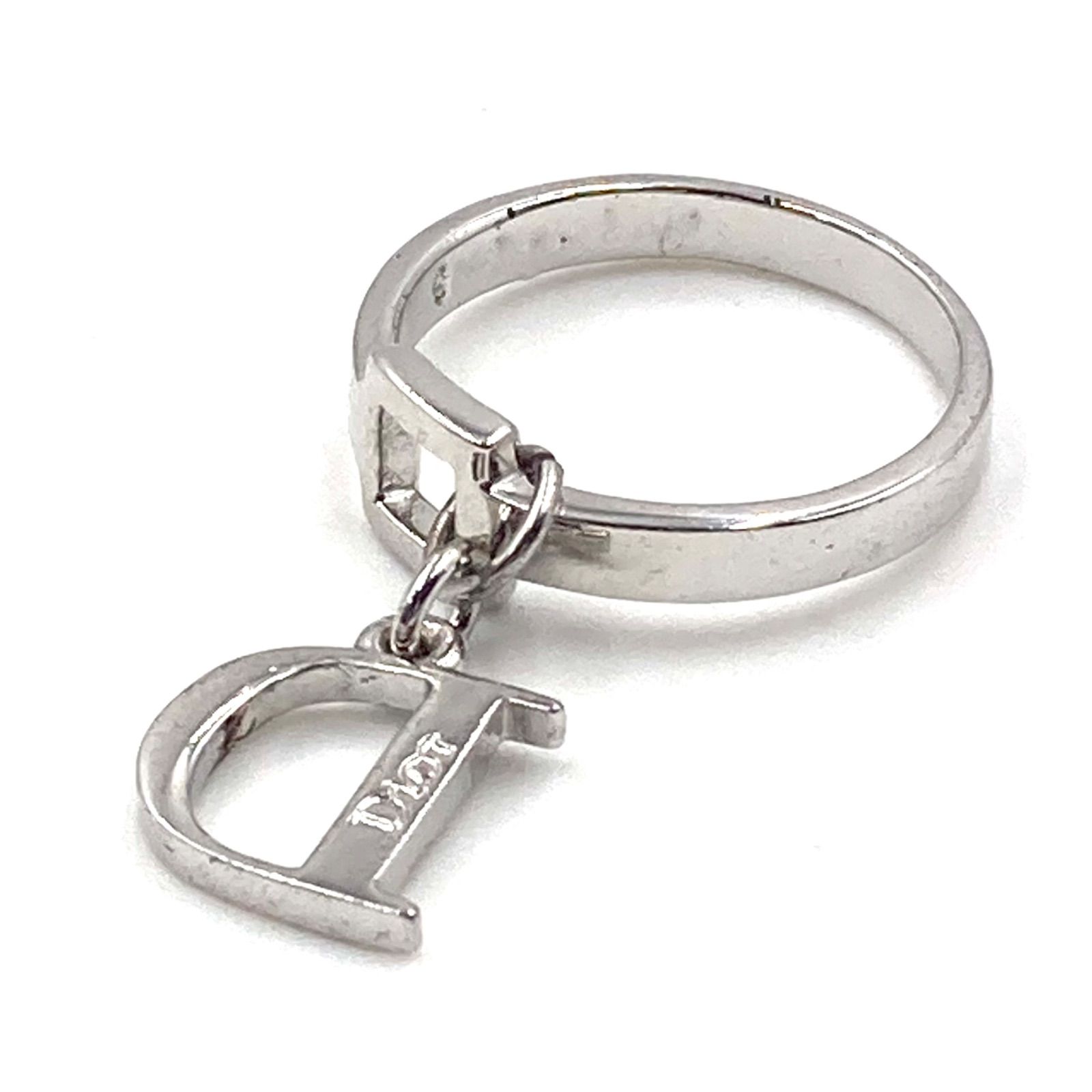 ■美品■ガリアーノ期ヴィンテージ■Christian Dior クリスチャンディオール　Dロゴチャームリング　指輪　11号　シルバートーン　刻印あり　レディース　Y2K 高級　ラグジュアリー　ハイブランド