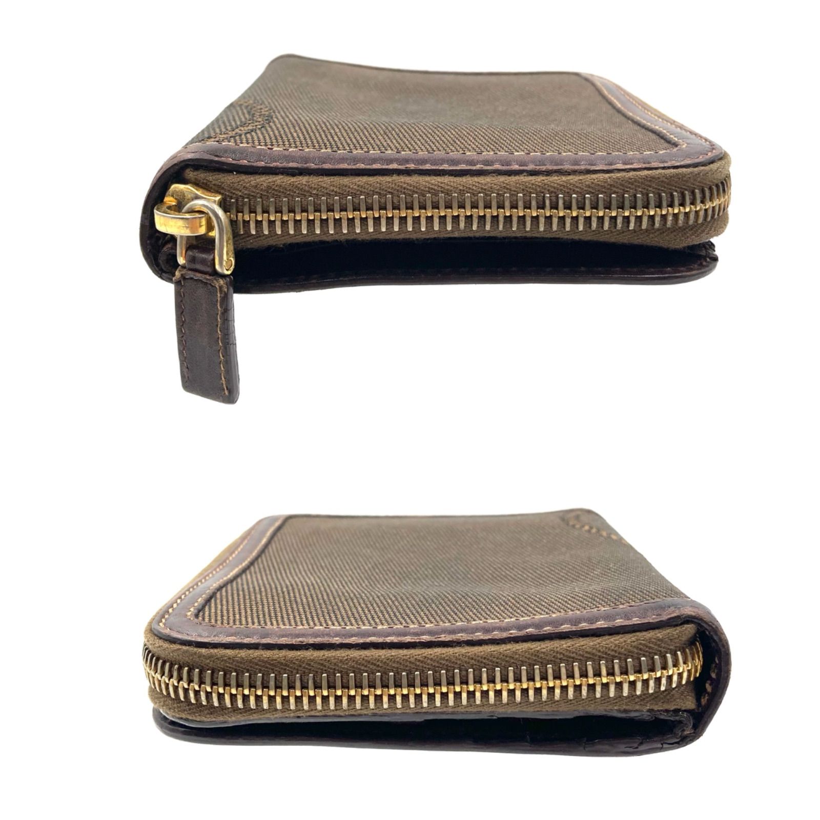 □美品□PRADA プラダ ロゴジャガード 二つ折り財布 キャンバス×レザー