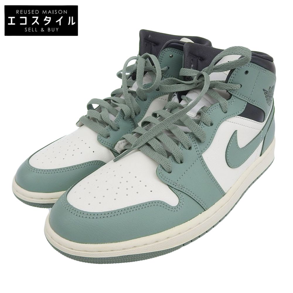 NIKE ナイキ 新品同様 JADE SMOKE グリーン AIR JORDAN 1 MID シューズ メンズ セイル/ジェイドスモーク 29cm BQ6472-130 29