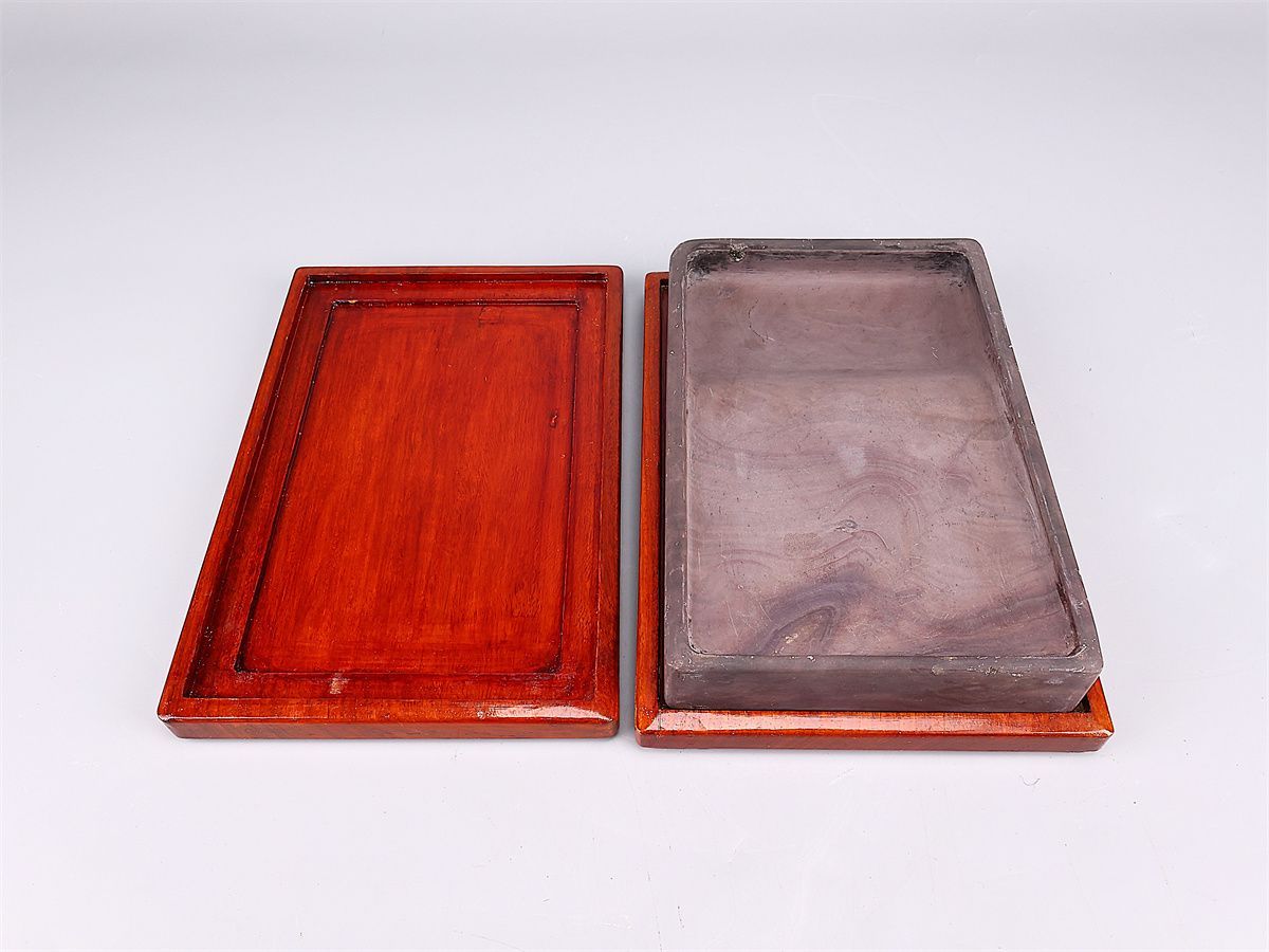 唐物 【天然端渓石製】 書道具 長方 端渓硯 幅25.5×16.5㎝ 重3288g／箱
