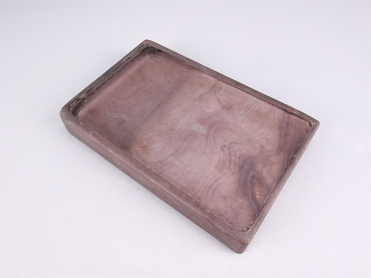唐物 【天然端渓石製】 書道具 長方 端渓硯 幅25.5×16.5㎝ 重3288g／箱