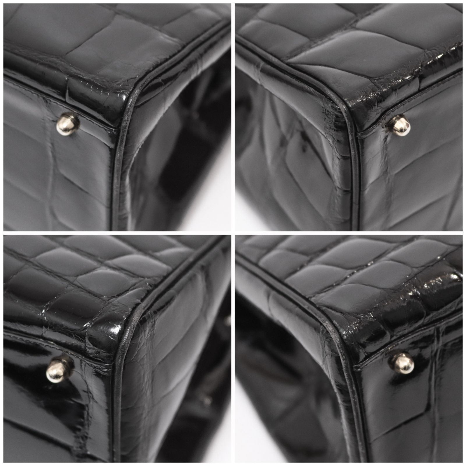 ハンドバッグ バーキン型 シルバー金具 クロコダイル エキゾチック
